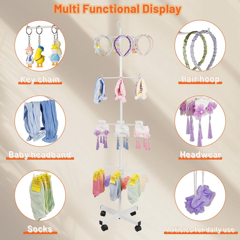 Flenpptly Retail Display Stand Rotating Display Stand 4 Tier Spinning Display Stand for Craft Shows, Jewelry, Keychain, Earring Adjustable Height Retail Display Racks (White) - Image 4